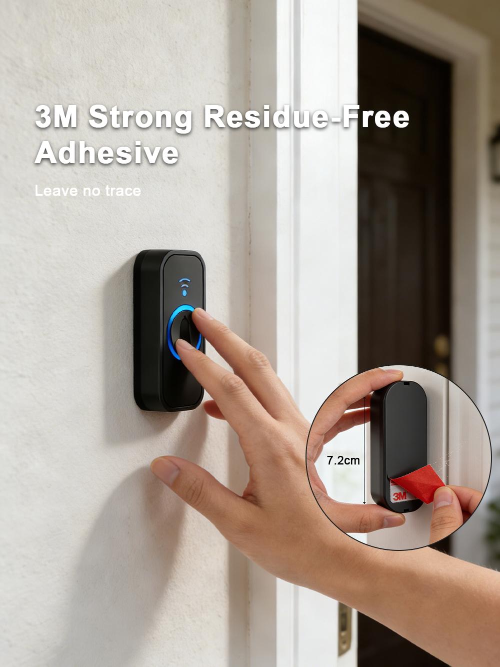 【2 Packs】Wireless Door bell, Mini Doorbell IP55 Waterproof, 1,000ft Range 110dB Mute Mode 32 Door Chime,high-volume of 5 Volume Adjustment levels,Colorful LED Flashing and Silent Function, Safety for Home Office Teachers & Hearing-Impaired.