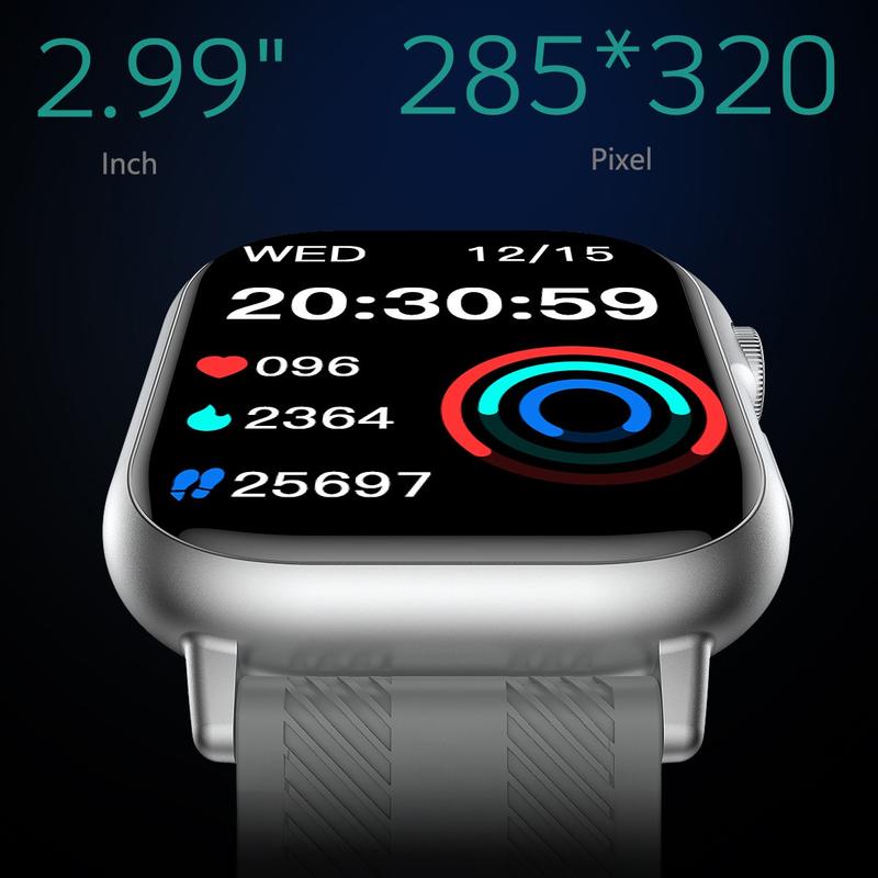 Smart Watch with 2.01 inch HD Full Touch Screen, Bluetooth, Message Notifications, Call reminders, Magnetic Charging, Blood Oxygen (SpO2) & Heart Rate Monitor, Multiple Sports Modes, for Men and Women, Waterproof Smart Watch, Perfect Christmas Gift