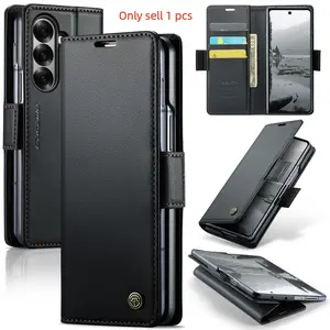 Samsung Galaxy Z Fold 7/6/5 Phone Case Protector with Card Holder, RFID Blocking Wallet Cover, Durable Magnetic Closure Stand Shockproof Design, Casing