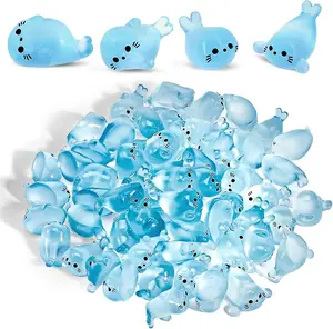 60PCS Glow-in-the-Dark Mini Resin Seal Figurines, Cute Luminous Statues for Fairy Garden, Desk Display DIY Craft Projects