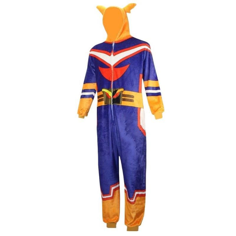 MHA Cosplay Costume, All Might Cosplay Costume Onesie, Anime Izuku Midoriya Teacher Flannel Pajamas for Halloween
