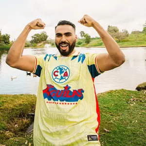 MadStrange Club America Soccer Jersey Odiame Mas (14 Stars) Aztec Calendar Design