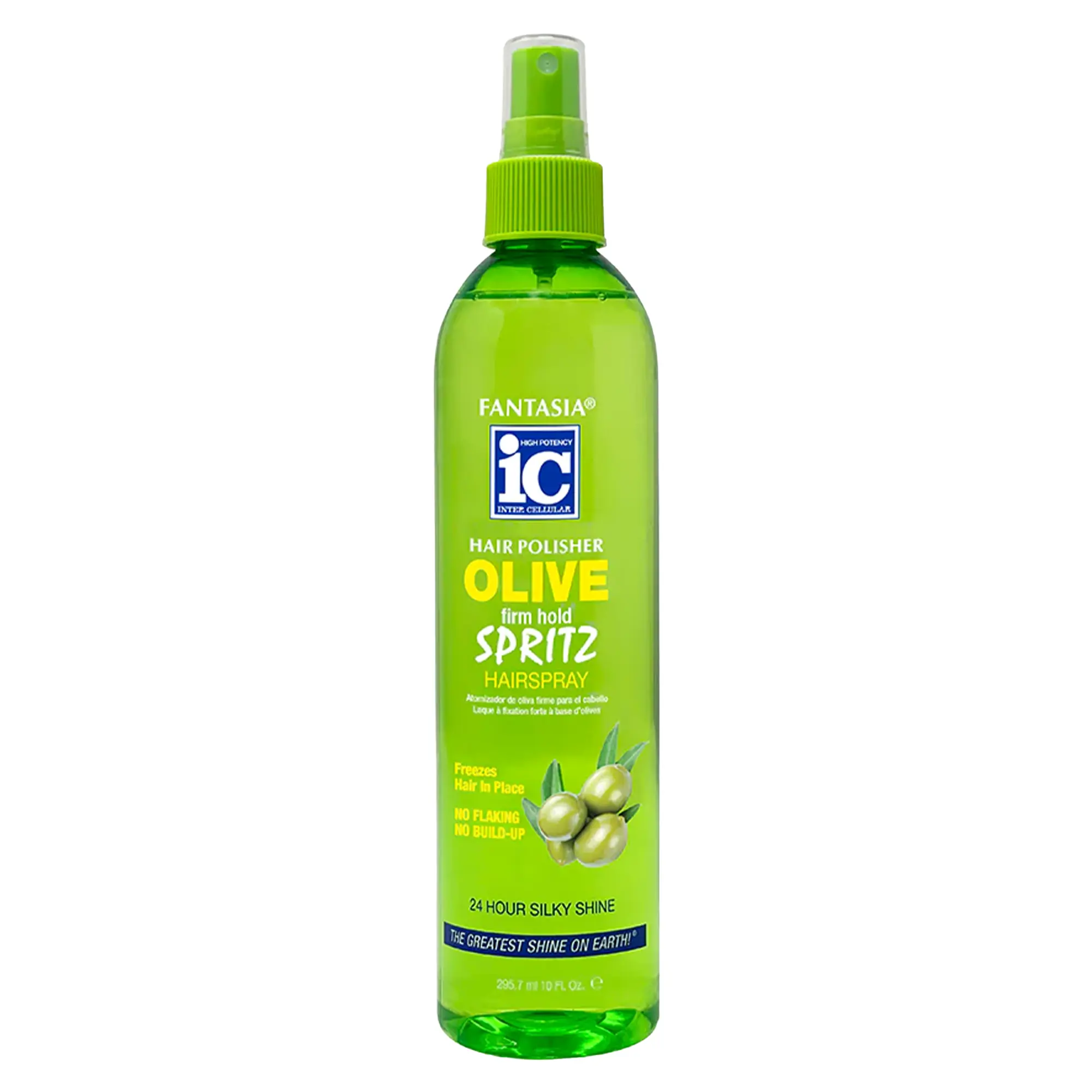Fantasia IC Olive Spritz Liquid Mousse Super Hold 10 Ounce - Super Shine for Volume Texture Fullness Manageability Humidity Resistant Static Frizz Control Fast Drying - Gel, Haircare