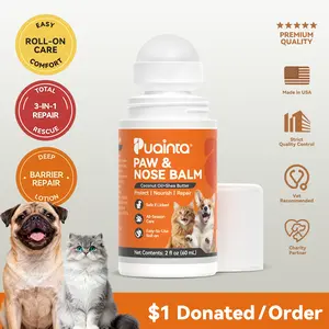 PUAINTA Roll-On Dog Paw Balm, Lick Safe & Easy Apply for Dry Cracked Paws and Nose, with Natural Coconut Oil, All Season Protection for Dogs & Cats, 2oz