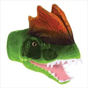 Real Planet™ Green Dilophosaurus Hand Puppet Green Realistic Plush Stuffed Animal