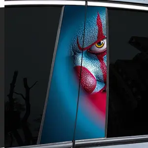 2-Piece Joker One-Eye Pattern Theme B-Pillar Car Decal, Durable Vinyl, Semi-Matte, Easy to Apply - Perfect for Glass and Metal Surfaces, - and Decorative Laptops - Helmets - Motorcycles