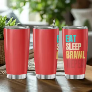 Tumbler Crazy Raccoon Brawl Stars Eat Sleep Brawl Repeat Funny Brawl Insulated Stainless Tea Office Steel Coffee