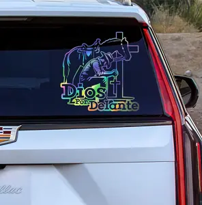 2Pcs Cowboy Dios por Delante Sticker Adhesive Vinyl Decal Holographic Car Vehicle Religious