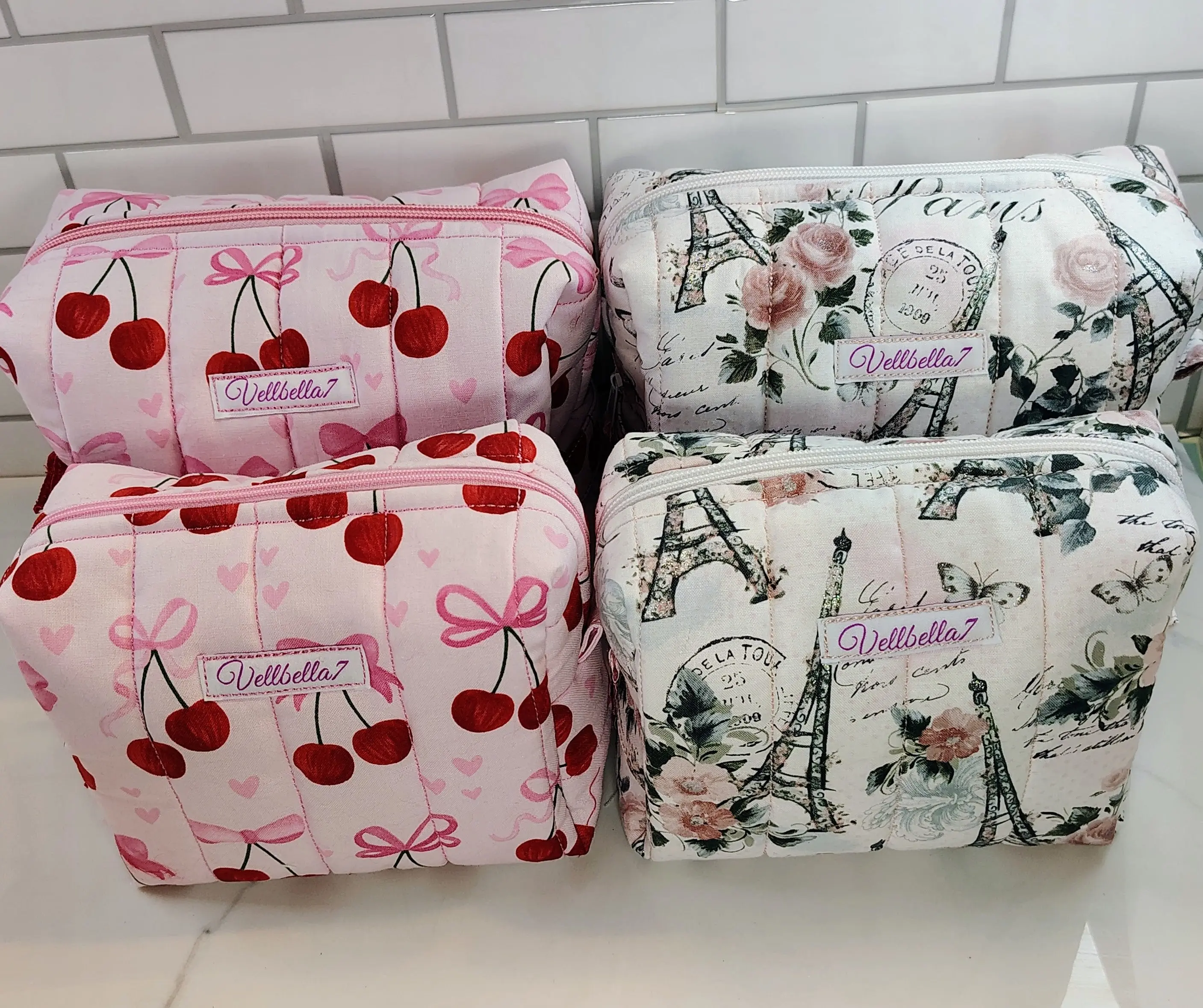 Paris and Cherry Valentine makeup bags