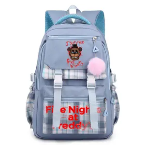 Backpack Cartoon FNAF Casual Classic Versatile with Adjustable Shoulder Straps Backpacks Bag for Men Women Family and Friends - Blue