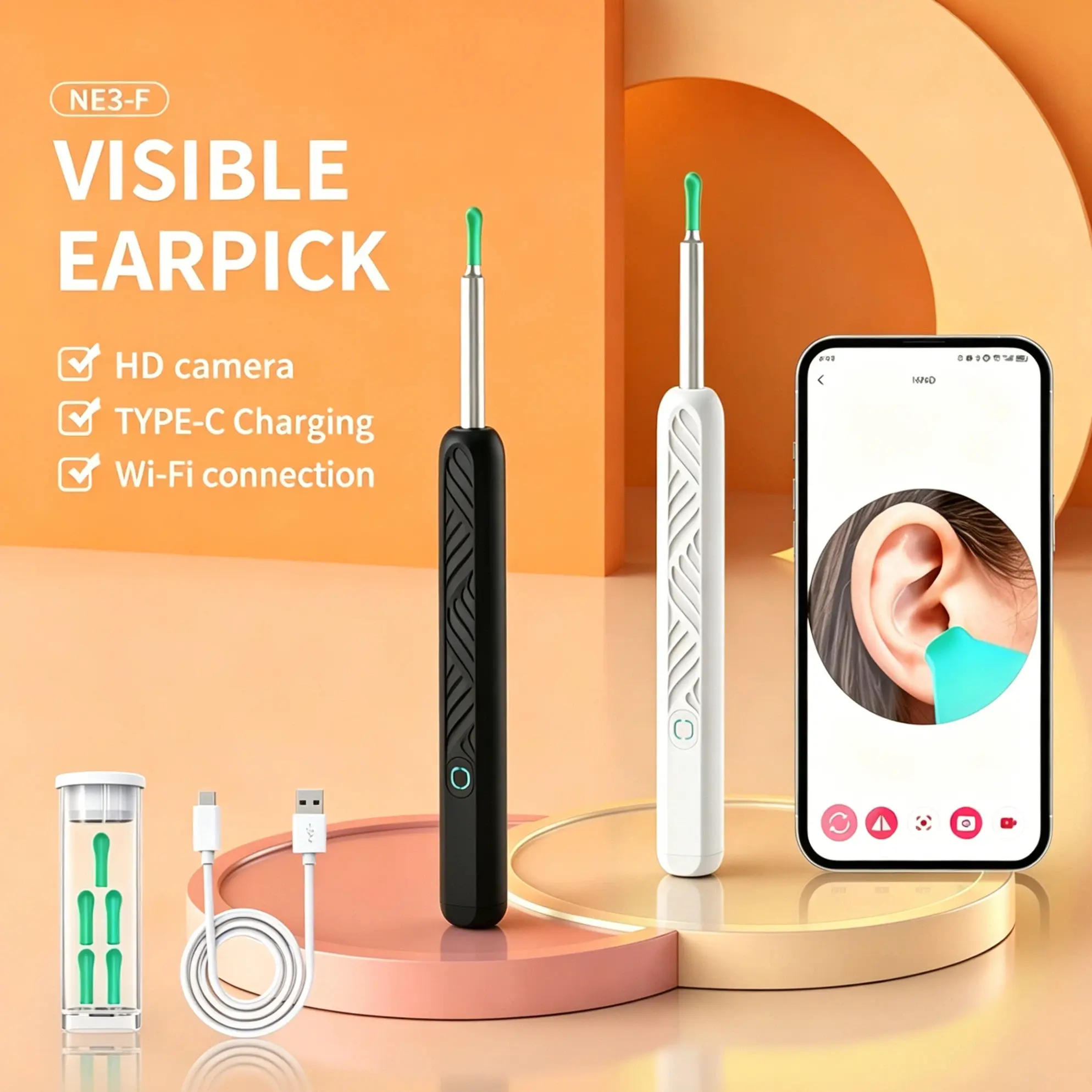 NE3-F Visual Ear Cleaning Tool Wireless Ear Cleaning Endoscope HD Ear Cleaning Device for Children
