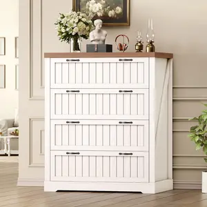 SEDETA 33.5 Inch Farmhouse 4 Drawer File Cabinet Filing Cabinet for Home Office Wood Office File Cabinets for Letter/Legal/A4 Size File Cabinet Organizer for Study Room Living Room