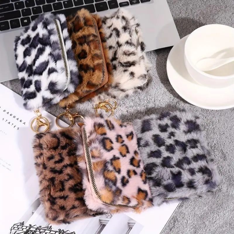 Leopard Print Large Capacity Coin Purse, Y2K Trendy Multi Card Slot Short Wallet, Aesthetic PU Leather Card Holder for Women