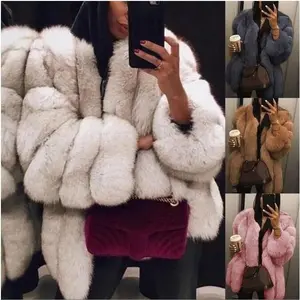 Women's Winter Parka Coat Overcoat Long Sleeve Faux Fur Coat Jacket