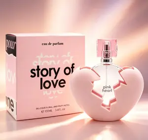 Pink Story of Love Heart-Shaped Eau de Parfum for Women, 100ml/3.4fl oz Floral Fruity Fragrance Bottle, Long Lasting Perfume for Daily Wear, Vanity, Bedroom