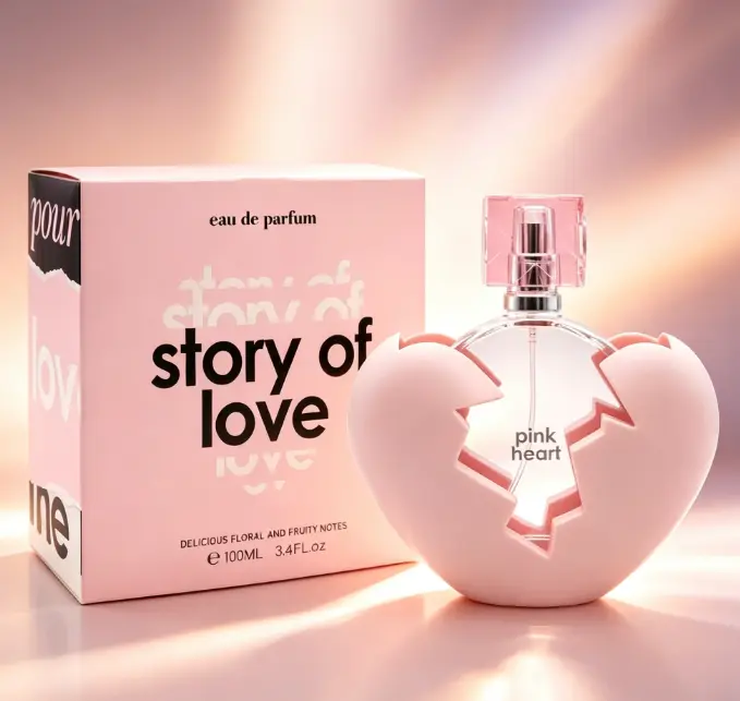 Story of Love Women's Perfume, Long-Lasting Floral Scents for Daily Wear, Eau de Parfum Vanity Spray in Heart-Shaped Bottle, 100ml / 3.4 fl oz