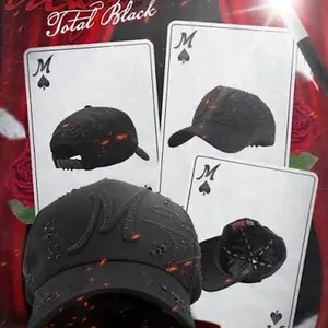 El MAGO TOTAL BLACK 31 HATS! Stylish Black Baseball Cap with Embellished Letter M Design for Trendy Outfits Full Set