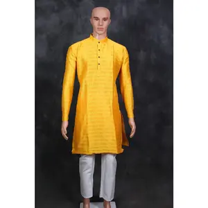 Hand-Sewn Sequin Men's Kurta Pyjama for Exquisite Haldi Ceremonies