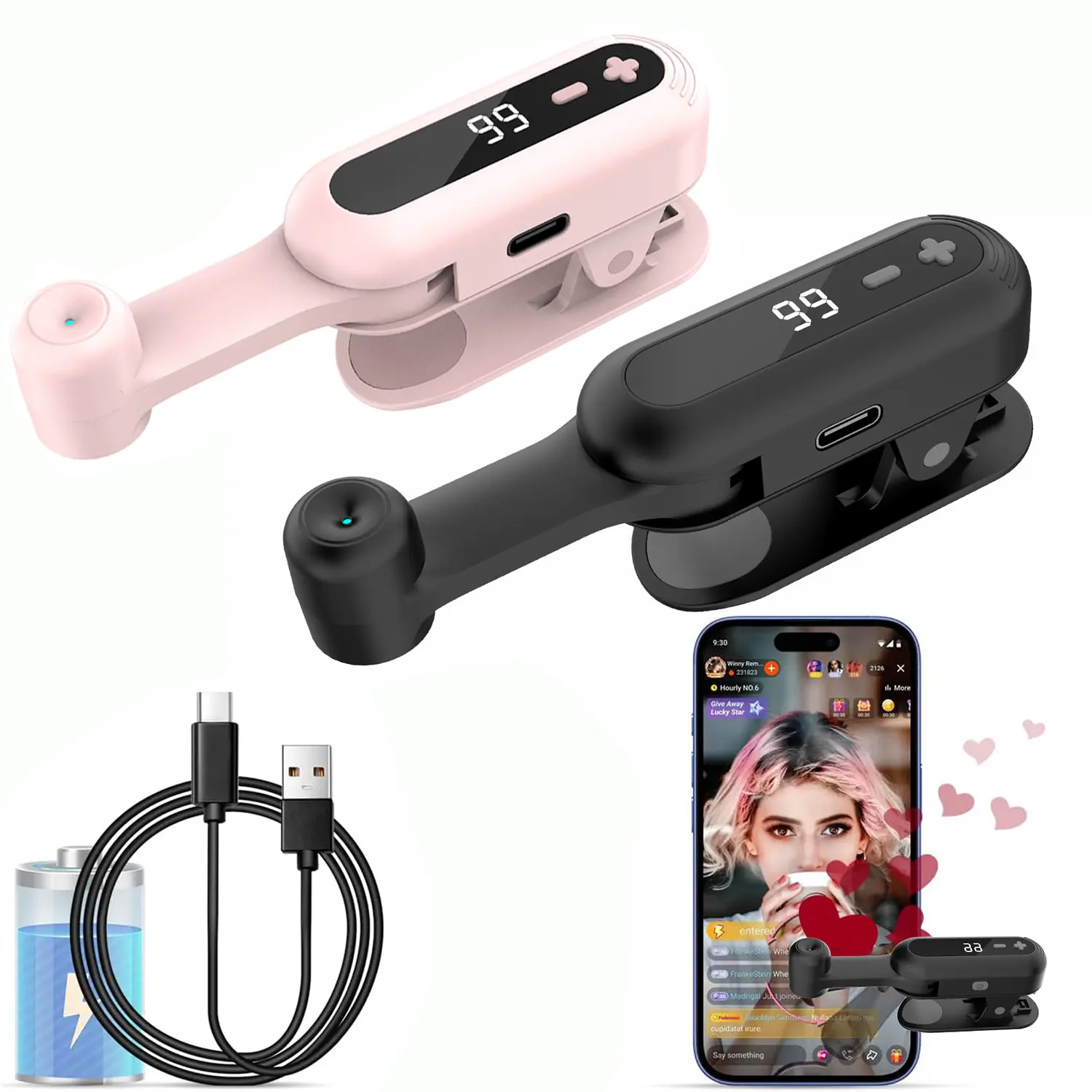 Smart Phone Auto Clicker - Plug-and-Play Screen Speed Clicker for iPhone, iPad, Gaming Controllers, TikTok Likes, Reward Tasks (Pink)