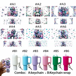 6-in-1 Mini Keychain Set with Unicorn Stickers, Transfer Sticker DIY Accessories, Handbag Decor & Mini Cup Craft Kit, Gift Making Projects