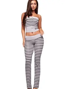 BLARE FOLDOVER TRACKPANT - GREY AND BLACK STRIPE