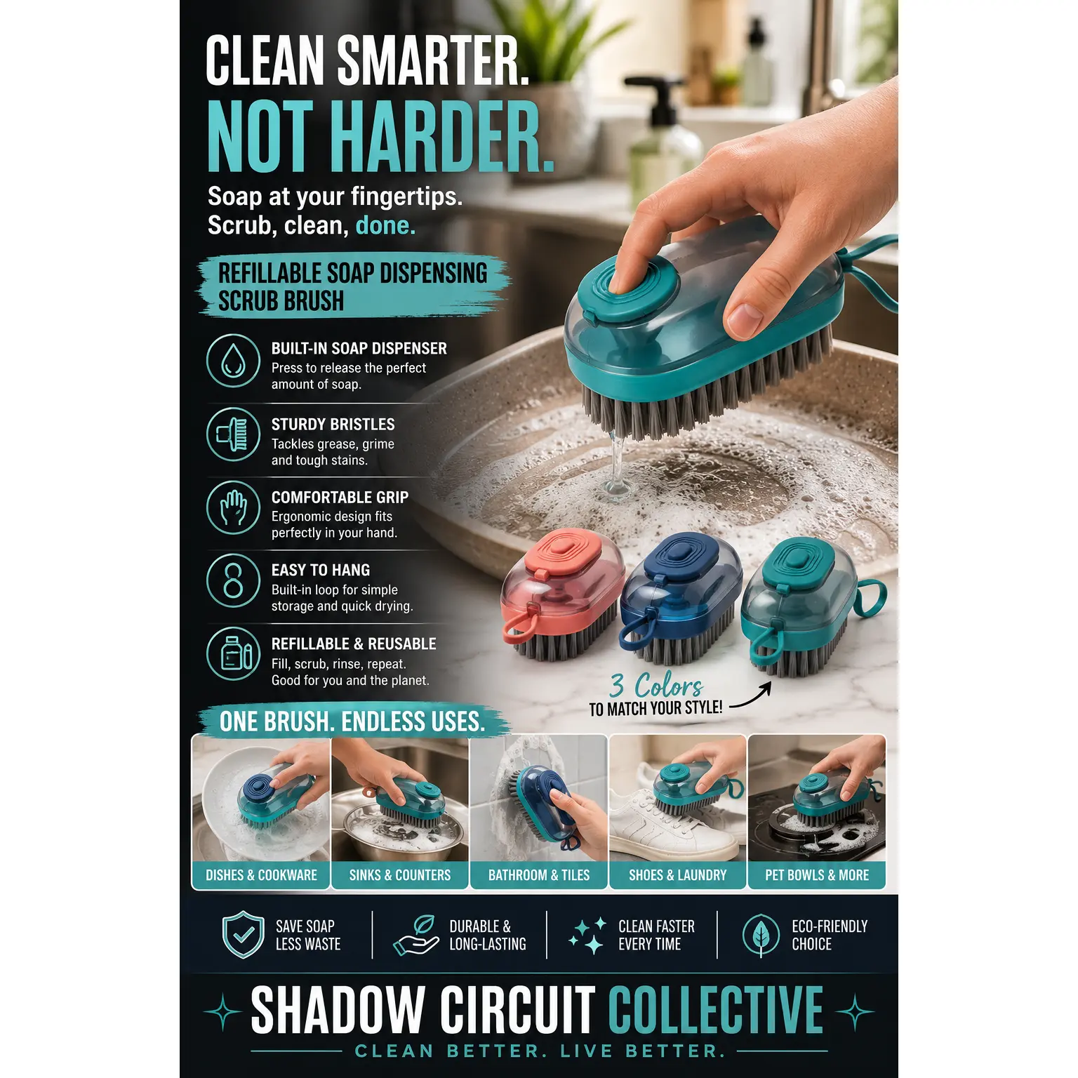 Multifunctional Automatic Liquid Cleaning Brush Soft Shoe Brush Clean Wash Shoe Artifact Laundry Brush Household Brush Clothes