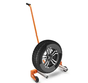 Tire Wheel Dolly, 330 LBS Adjustable Rolling Truck Tire Cart with 9.6in Rollers, 360° Rotation, Fits 6.5-24.5in Wide Tires for Workshop Garage, Orange