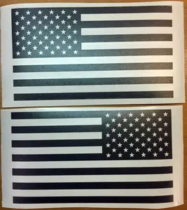 US Flag Decals - Premium Cast Matte Black Vinyl x2