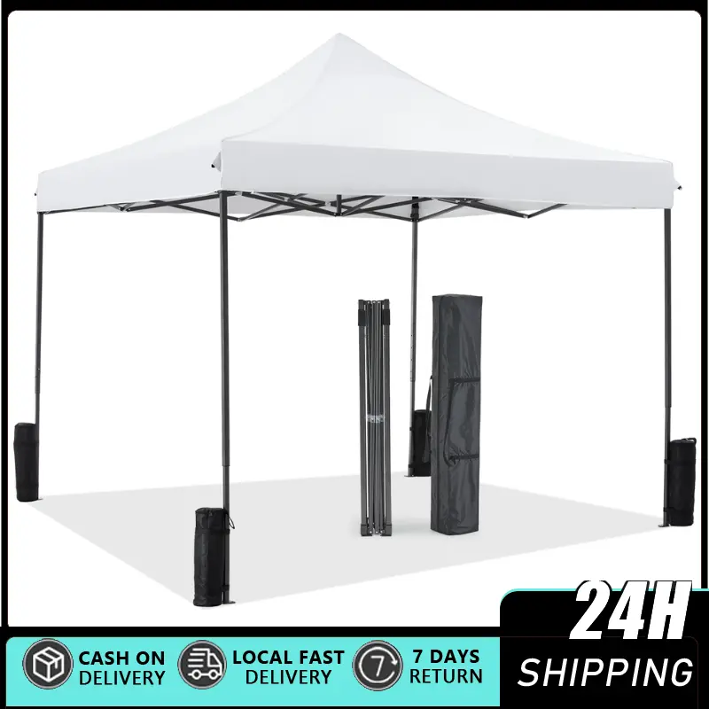 10x10ft Portable Pop Up Canopy Tent - 1-Push Easy Setup, On-The-Fly Adjustable Height, Sun-Protective Versatile Outdoor Shelter for Beach, Events - Includes STO-N-Go Bag