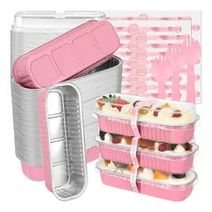 Mini Bread Baking Pans Set, 150-Pack Aluminum Foil Muffin Cups with Lids & Spoons, Ideal for Holiday Treats, Food Storage, Takeout, Bakeware