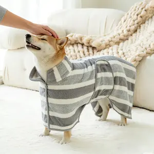 Dog Bathrobe, Super Absorbent Quick Dry Dog Bath Towel Button Closure Soft Drying Robe Large dog bathrobe Post-holiday clearance sale.