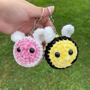 Crochet Velvet Bee keychain