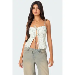 Malmo Printed Tie Front Top