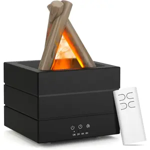 Essential Oil Diffuser, Campfire Flame Fire Diffuser with Remote Control, 280ml Cool Mist Humidifiers for Bedroom, Office, Yoga, Spa, (Black)