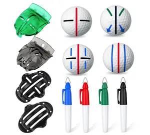 8 Pack Golf Ball Marker Liner Drawing Marker, 4 Golf Ball Marker Stencil and 4 Color Golf Ball Markers, Golf Ball Line Marker Tool, Golf Ball Alignment Marking Tool for The Golfer
