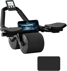 Bersauji 2026 New Ab Roller Wheel with Knee Mat &Timer, Automatic Rebound Abdominal Wheel, Ab Abdominal Exercise Roller with Elbow Support, Abs Workout Equipment Ab Exercise Roller for Women Men