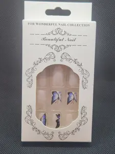 Blue Butterfly Clear Press on Nails