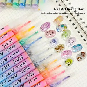 4/12pcs 0.7mm Nail Art Markers, Doodle Pens for Abstract Lines, Floral Patterns, Vibrant Colors, DIY Nail Tools, Professional Use