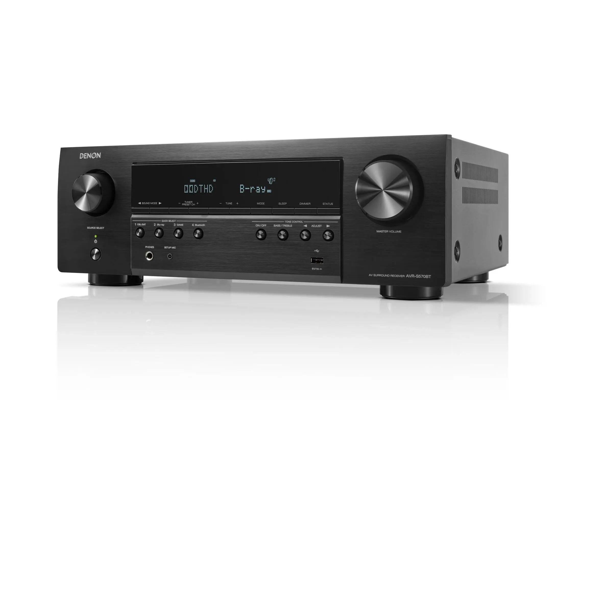 Denon AVR-S570BT AV Receiver 5.2 Channel 8K Ultra HD Audio & Video, Stereo Receivers, Denon AVR Wireless Streaming Bluetooth, (4) 8K HDMI Inputs, eARC, HD Setup Assistant
