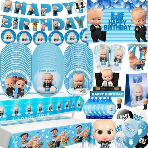 Bossed Baby Theme Newborn 1st Birthday Party Decor Tableware Kit Cup Plate Backdrop Balloon Kid Favor Baby Shower Supplies Gifts