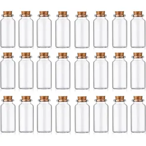 24Pcs/Set 10ml Glass Bottles Cork Stoppers DIY Decoration Mini Glass Vials Cork,Spell Jars,Party Favors,Message in a Bottle (10ml-24pcs)