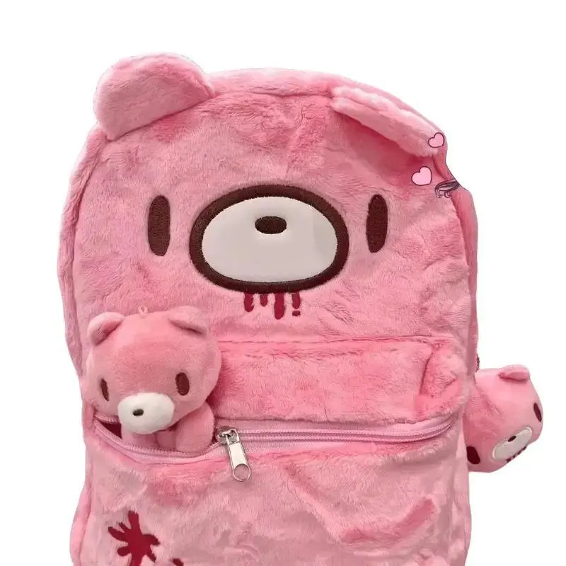 Y2K Pink Plush Bear Backpack Kawaii Cute Doll Bag Goth Punk Stuffed Animal Rucksack Women Girls Harajuku Streetwear Gift, Huggable Cuddly Toy Pillow, Comfort Sleeping Companion, Soft PP Cotton Filling, Adorable Room Decor Plushie