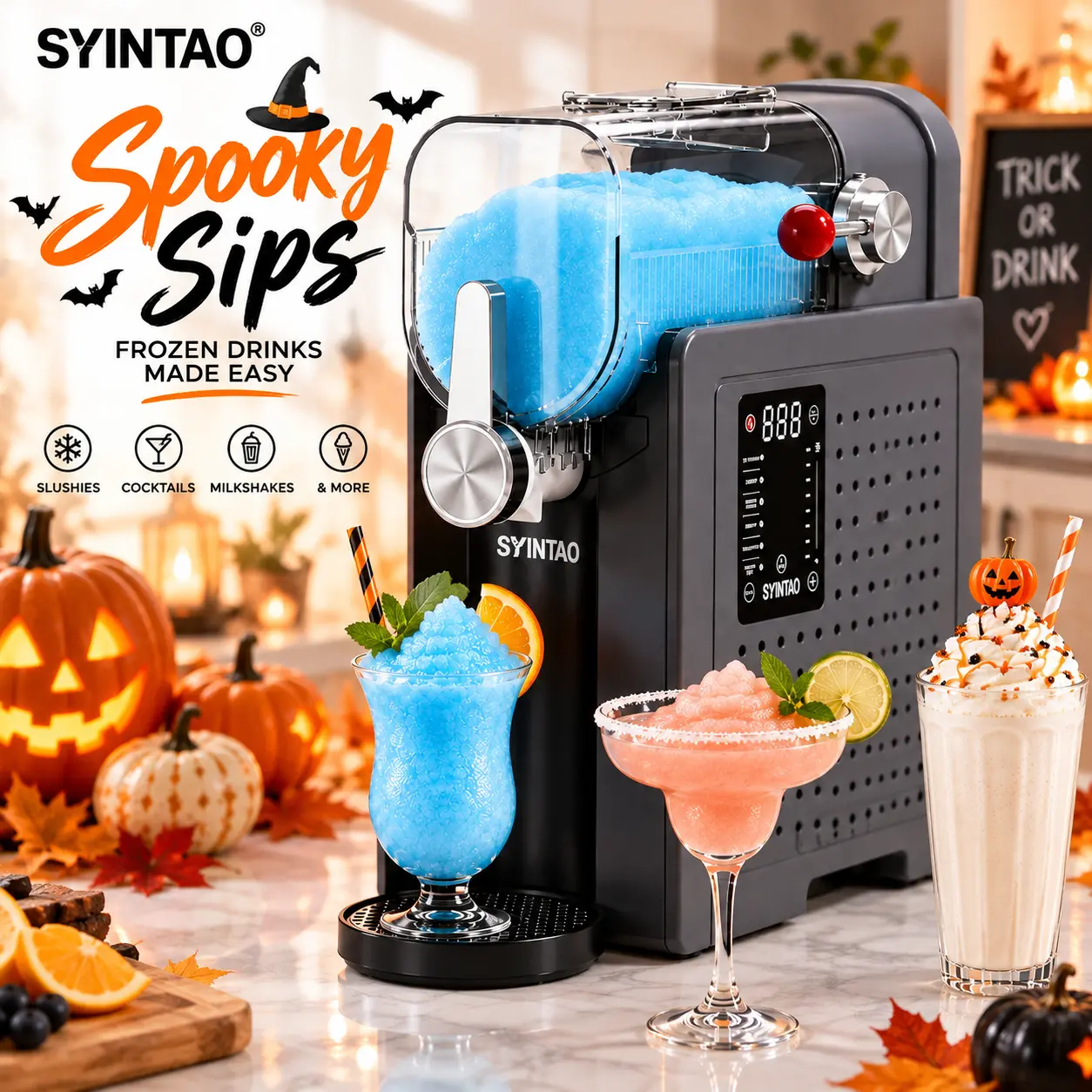 SYINTAO 6-in-1 Ice Cream Maker Machine - 88oz Home Use Kitchen Appliance, 6 Pre-Set Modes, Smart Timer, Auto-Cleaning Feature, Rapid Freeze, Detachable Lid, Serve 7 Per Batch for Home Parties