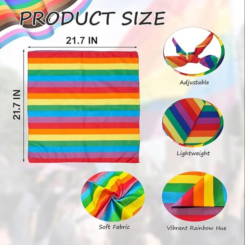 Progress Rainbow Pride Bandana, 2 Pack LGBT Square Scarves, Love Guides Benevolent Teams on a Quest for Pride