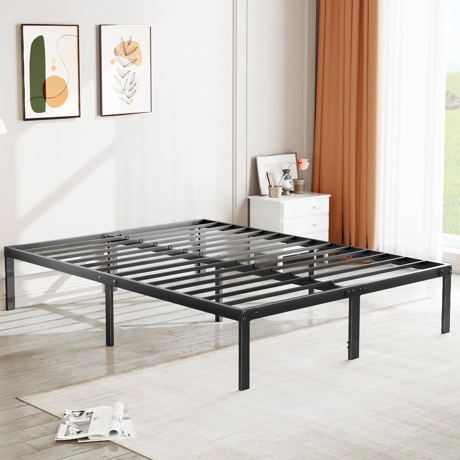 SweetFurniture Queen Bed Frame - Heavy Duty Metal Platform Bed Frames Queen Size with Storage Space under Frame, 14inches Sturdy Queen