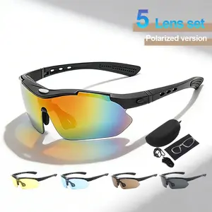 Unisex Outdoor sports Polarized Wrap-Around Sunglasses Kit Fishing Cycling Windproof goggles Removable lenses