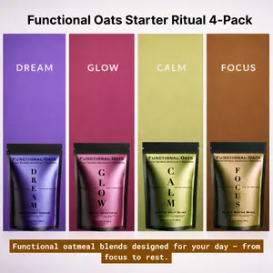 Functional Oats Starter Ritual 4-Pack | Focus, Glow, Calm & Sleep Instant Oatmeal Kit