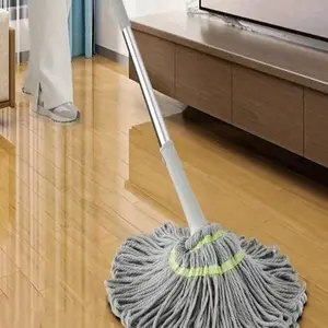 Manual Rotating Mop with Stainless Steel & Plastic Handle, Easy Grip System for Hardwood, Vinyl, Tile Floors, Ergonomic Design, Efficient Cleaning
