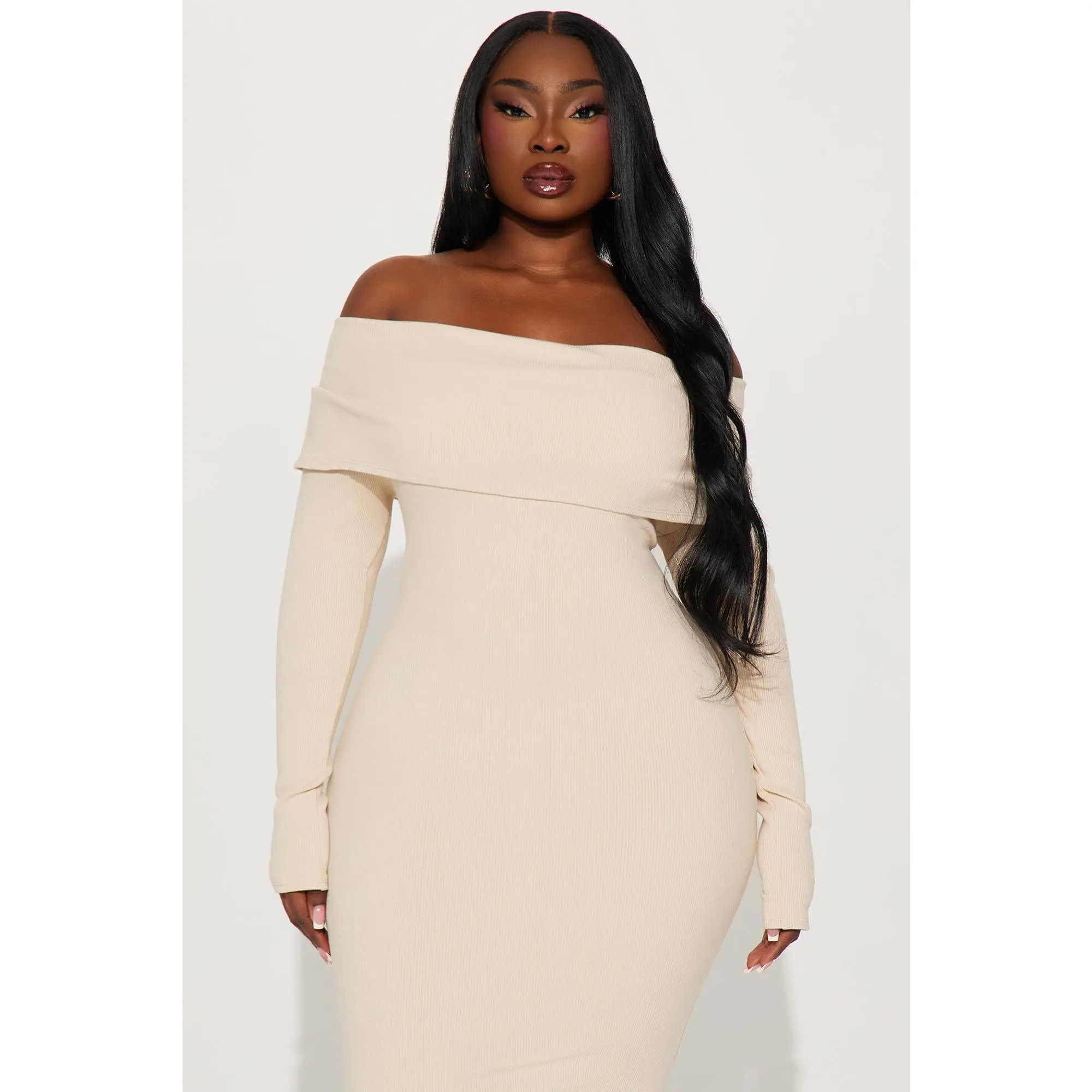 Nayeli Snatched Maxi Dress - Cream - TikTok Shop