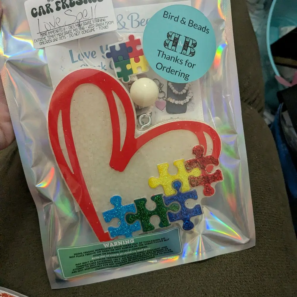 Autism Puzzle Piece Heart Jigsaw Puzzle Decorative Auto Freshie for Autism Awareness car stuff